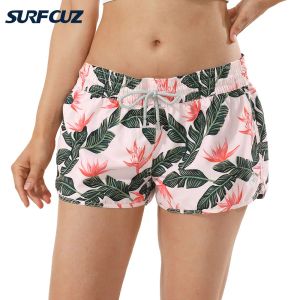 Shorts Surfcuz mulheres shorts de natação rápida praia seca shorts shorts de cordão esportes femininos de roupas de banho femininas Surfando troncos de natação