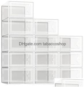 Caixas de armazenamento BINS SAPAÇÃO Organizador empilhável de plástico transparente para armário Sapates dobráveis Recipientes Droga Drop Droga Home Garden H8874351