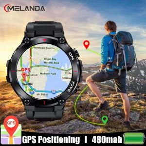 Uhren Melanda K37 Military GPS Smart Watch Men 360*360 HD -Bildschirm Herzfrequenz IP68 WASGEFORTES Smartwatch für Xiaomi Android iOS