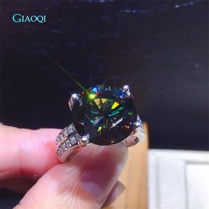 Giaoqi 8 Brilliant Cut Diamond Tester förbi Green Cow Head Finger Ring Original 925 Silver Princess Jewelry240412