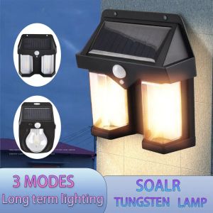 Solar Powered Rechargeable Light Tungsten Wire Human Body Induction LED Lamp IP44 Waterproof Outdoor Wall Lamps Decorative