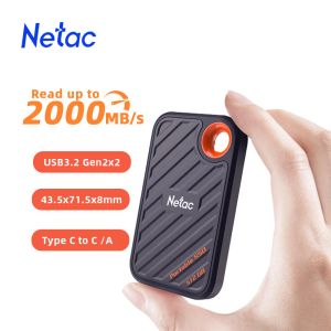 Приводы NETAC Внешний SSD 2TB 1TB Portable Solid Cather Disk HDD 512 ГБ жесткий диск для настольного компьютера для ноутбука с Typec USB 3.2