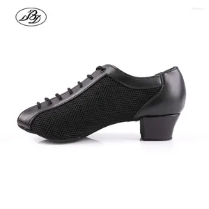 Dance Shoes BD AM5 Women Ladies Sneaker Black Latin Ballroom Mesh Big Square Heel Teaching