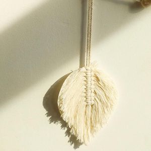 Tapisseries macrame vävd Tassel Garland med pärlor handgjorda 6st lämnar chic väggdekor deor för galleri