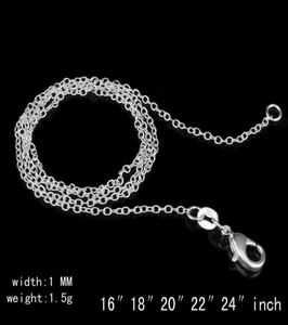 925 Sterling Silver Necklace Rolo Quot O Quot Chain Necklace Jewelry 1mm 16039039 24039039 925 Silver DIY Chai3702878