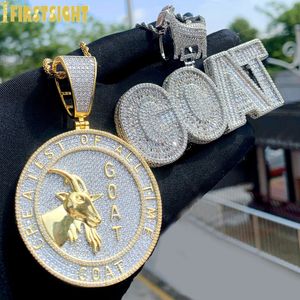 Iced Out Bling Cz Письмовая подвесная козел кубик -циркониевые животные счастливчики, очарование, мужчины, женщины хип -хоп ювелирные изделия 240411