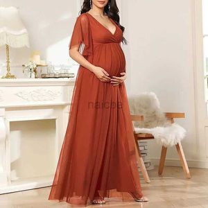 Maternity Dresses Elegant Maternity Gown Pregnancy Evening Dresses V Neck Solid Pregnant Prom Dress Baby Shower Mom Photography Clothings 240412