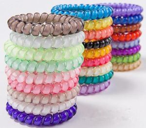 25pcs 25 colors 5 cm High Quality Telephone Wire Cord Gum Hair Tie Girls Elastic Hair Band Ring Rope Candy Color Bracelet Stretchy2402351
