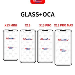 Musttby 10st 100% ny OEM främre yttre glas+OCA -lim ihålig för iPhone 15 14 13 12 11 Pro Max XS LCD Pouch Screen Repair Part