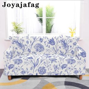 Stuhl Deckt hochwertige Vintage Blue Flowers Elastic Sofa Abdeckung 1/2/3/4 Sitzer Couch Anti-Staubmaschinen Waschbare Stretch-Abdeckung