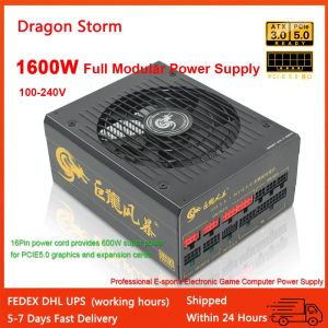 Supplies 14MM Fan Support Dual CPU 1600W Power Supply ATX 3.0 PCIe 5.0 Unit Professional ESports Video Game Computer PSU PC Active PFC