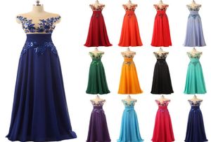 Unter 50 elegante bodenlange formale Abendkleider Chiffon Lange Partykleider mit Applikationen und Kristallen Prom -Kleidern 4740946