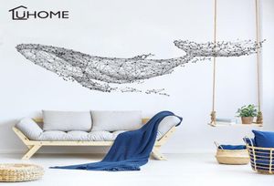 Stor 16555CM6521in svart DIY 3D Geometric Whale PVC Wall Decalsadhesive Family Wall Stickers Mural Art Home Decor Y2001032519627