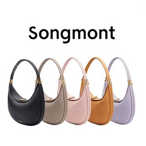 Mode Songmont Crescent Luna Designer Bag Strap Womens Mens Luxurys Handbag Crossbody Half Moon Bags Totes avtagbar axel Sling Satchel Calfskin Bag 34646