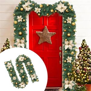 Decorative Flowers Christmas Stairs Decoration Rattan Tree Festival Decorations Gold Red Silk Roses Artificial