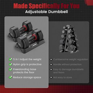 Adjustable Dumbbells 25LB Single Dumbbell Weights, 5 in 1 Free Weights Dumbbell with Anti-Slip Metal Handle, Suitable for Home