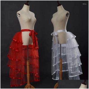 Skirts Steampunk Tutu Skirt For Women Gothic Punk Y Lolita Cocktail Party Puffy Ruffle Tie Up Bustle Overskirts Drop Delivery Apparel Otj8O