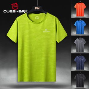TシャツQUESHARK MENショートスリーブクイックドライスポーツランニングTシャツ通気性ルーズトップTシャツTEESフィットネスジムワークアウトシャツジャージー