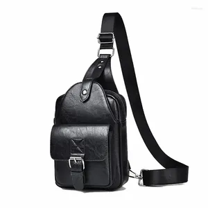 Backpack Men Men Sling ombro Cross Body Body Chest Back Travel Trend Trend Retro PU PU Male Male Crossbody Messenger Sacos lados