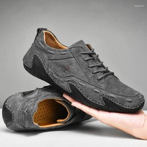 Casual Shoes Outdoor Men Suede Leather Sneakers Handmade Breathable Mens Loafers Moccasins Boat Plus Size