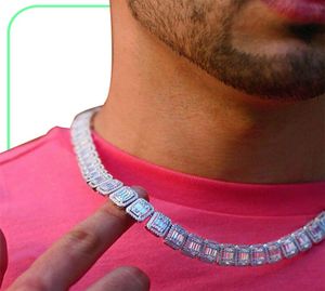 Высококачественное сознание со стороны Bling Men Hip Hop Jewelry Rock Punk Cool Street Boy Baguette Cz Cluster Chain Теннисное ожерелье 20211711916