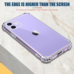 Transparent Shockproof Phone Case For iPhone 11 12 13 14 15 Pro Max mini Soft Silicone Shell X XR XS 8 7 Plus SE 2020 Back Cover