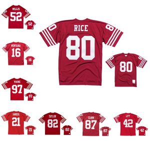 Jerseys de futebol costurados Jerry Rice Terrell Owens Joe Montana Deion Sanders Steve Young Patrick Willis Watters Taylor Ronnie Lott Mesh Legacy Jersey Red Red Red