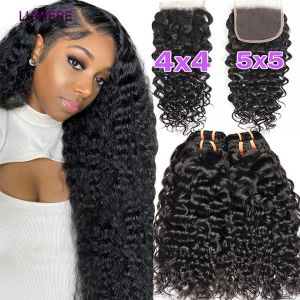 38 40 Inch Water Wave Human Hair Bundle Deal With 4X4 5x5 6x6 HD Lace Closure Frontal With Bundle Brazilian Hair Weave Extension
