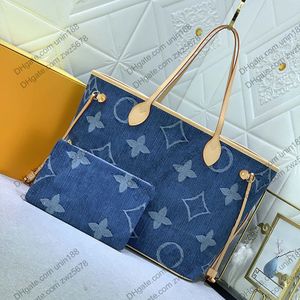 24SS DONNE LUMI DESIGNER DESIGNER DENIM SOTTO SANGGI BASSE FOWERS CrossBody Borse da donna con sacchetto di polvere originale con sacca di monete 32 cm