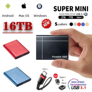 Boxs Portable 1TB 2TB SSD 4TB 16TB USB 3.1 High Speed 8TB External Hard Drive TypeC Large Data Storage Hard Disks For Laptops PS4 PC