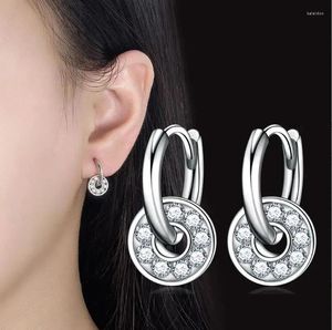 Hoop Earrings 925 Sterling Silver Luxury Full Zircon CZ Circle Earring For Women Fashion Bohemian Gothic Huggies Party Jewelry MEJ766