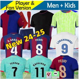 24 25 Lewandowski Soccer Jerseys Gavi R. Araujo Camiseta de Futbol Pedri Ferran 2024 Ansu Fati Raphinha Men Football Shirts Kids Kits Uniforms