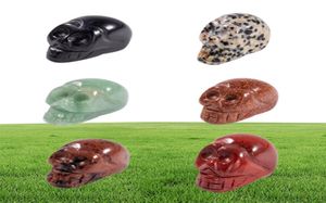 Party Decoration 1 Inch Crystal Quarze Skull Sculpture Hand Carved Gemstone Staty Figur Collectible Healing Reiki Halloween XS2641950