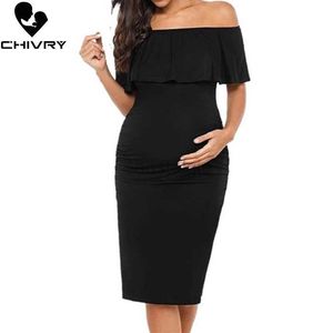 Бердиториальные платья беременные беременные женщины платья беременность мода с коротким рукавом с коротким рукавом Sold Ruffles мама платья для беременности платья 24412