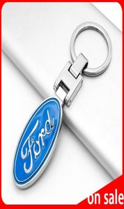 1PCS 3D Metal Car Keychain Creative Doublesididided Logo Key Ring Acessórios para Ford Mustang Explorer Fiesta Focus Kuga Keychains6809555