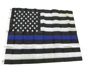 Blue Line Flag 3 x 5 stóp 210D Oxford Nylon z haftowanymi gwiazdami i szyciem Stripes American Flag6514405