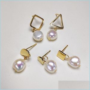 Stud Orecchini di perle barocchi d'acqua dolce 14K Fili d'oro da 8-9 mm per le donne geometriche Delivery drop drop drop drop drop.