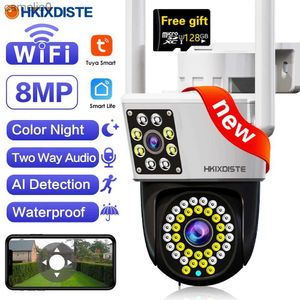 Telecamere IP 8MP TUYA WiFi Camera con doppio schermo Audio bidirezionale Baby Monitor 4MP 4K 4K PTZ PTZ Camera IP Monitoraggio CCTV per Home Safetyc240412