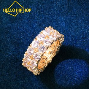 Uomini a due fili Ring Gold Color Hip Hop Rings Ice Out Full Cubic Zirconia Fashion Rock Gioielli Gift