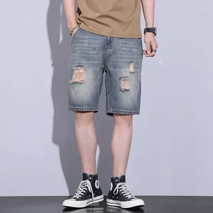 Men's Shorts Short Jeans For Men 2024 Fashion Designer Ripped Summer Casual Stright Fit Knee Length Denim Pants Male Jorts