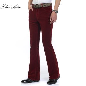 Pants Frete grátis 2024 Novo primavera outono de outono calça de veludo smart casual masculino Bellbottom Belbottom Big Size