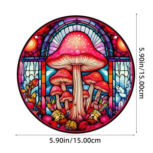 Mushroom Decor Stained Acrylic Suncatcher Painted Panel for Home Wall Hanging Gift for Nature Plant Lovers Bedroom Decoration