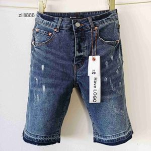 Lila varumärke mens 2024 vår/sommar lös midja rak ben naturliga färg jeans plus storlek mens shorts