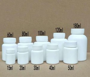 50PCS 15ml20ml30ml60ml100ml Plastic PE White Empty Seal Bottles Solid Powder Medicine Pill Vials Reagent Packing Containers9154688