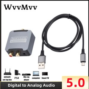 Converter WvvMvv Digital to Analog Audio Converter Adapter Optical Fiber Toslink Coaxial Signal To RCA RL Decoder Amplifier With Bluetooth