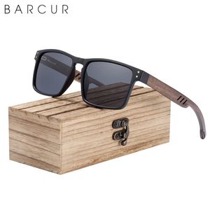 Óculos de sol de madeira de barcur para homens polarizados de nogueira natural de madeira de madeira de sol, mulheres polarizadas óculos polarizados UV400 Óculos Oculos 240411