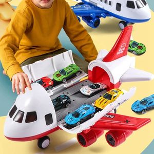 Auto aeroplano giocattolo per bambini grande puzzle resistente alla caduta di oversize deformazione multifunzionale simulata modello di aereo di linea 240328