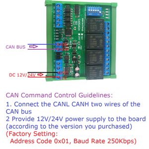 FieldBus Relay DC 12V/24V 4-16CH DI-DO CAN MODUL RS485 MODBUS RTU PLC IO Expanding Board NPN/PNP Digital ingång Can Controller