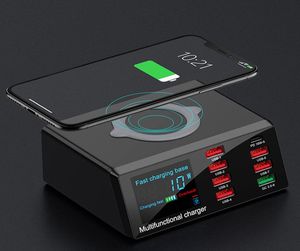 100 Вт 8 портов USB Charger QC30 Адаптер беспроводной зарядной станции PD Fast Charger для iPhone 13 12 11 Samsung5307778