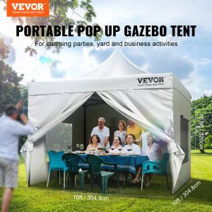 VEVOR 10x10 FT Pop up Canopy with Removable Sidewalls Portable Gazebo & Wheeled Bag UV Resistant Waterproof Tent for Patio